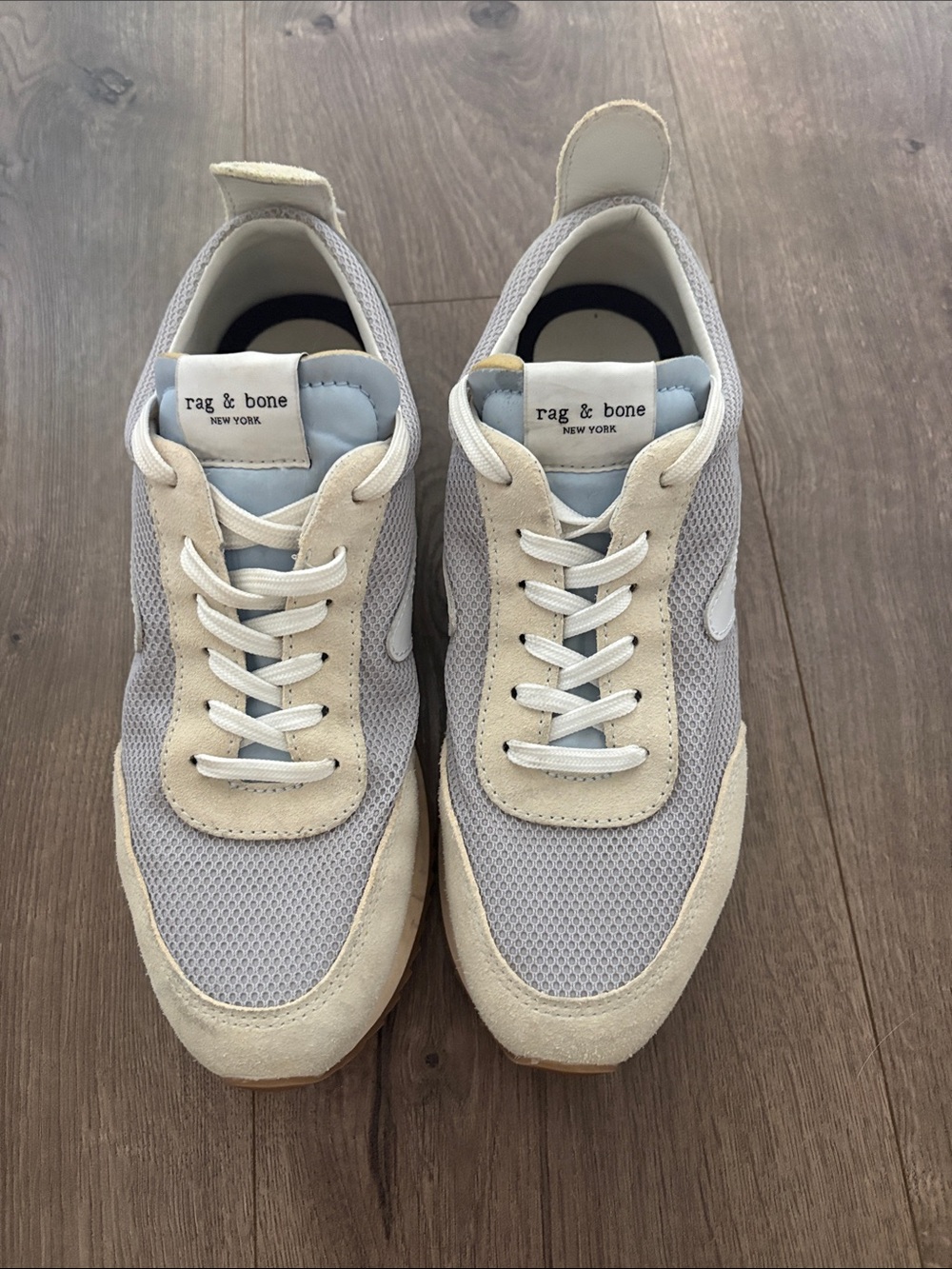 rag & bone Women's Gray and Cream Suede Mesh Sneakers
